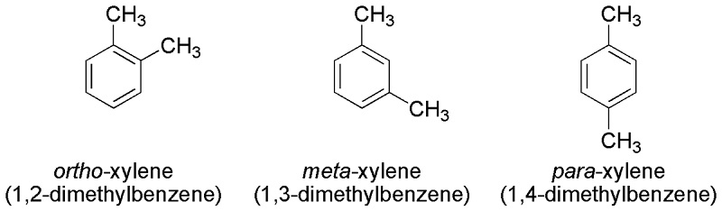 Hình 1: Cấu tạo các dạng phân tử của xylene