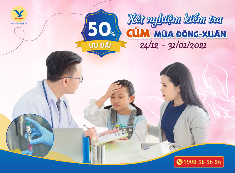 BVĐK MEDLATEC ưu đãi giảm 50% phí xét nghiệm cúm