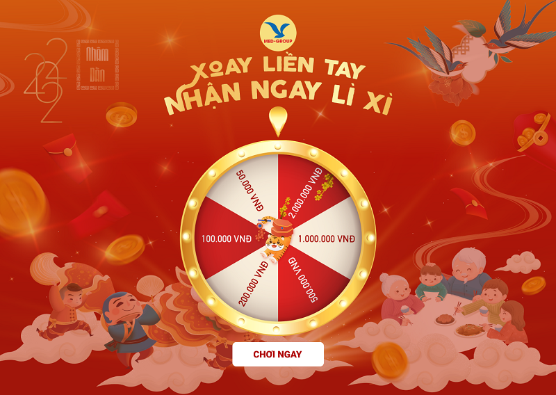 Chương trình “Xoay liền tay - Nhận ngay lì xì” của MEDLATEC nhận dịp mừng Xuân Nhâm Dần 2022 