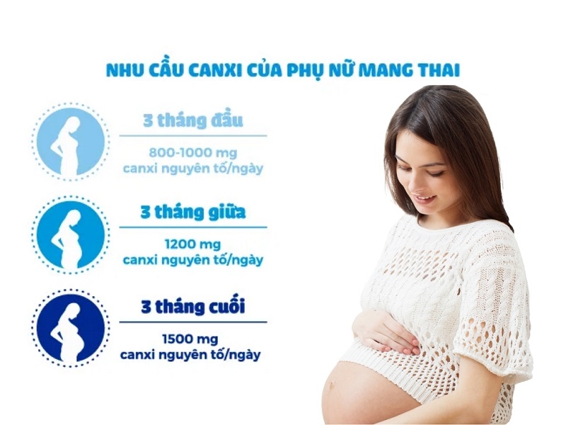 Nhu cầu canxi cần thiết cho thai phụ theo từng giai đoạn