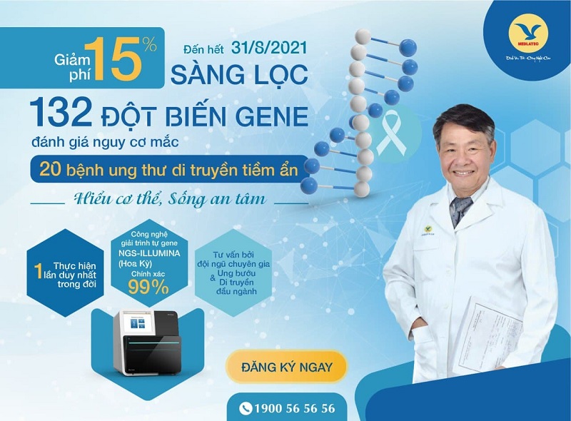 Công nghệ giải trình tự gene NSG của hãng ILLUMINA (Hoa Kỳ) với độ chính xác lên đến 99%, khách hàng có ngay cơ hội giảm 15% phí xét nghiệm tại BVĐK MEDLATEC (áp dụng hết ngày 31/8/2021)